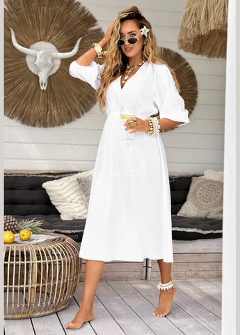 Білий кежуал сукня No Brand однотонна