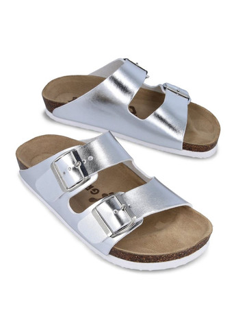 Серебряные шлепанцы ортопедические женские arizona, (арт. gr-3366) ( ) Grubin