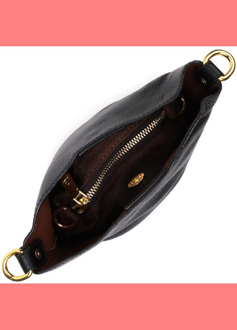 Кожаная сумка женская через плечо с автономной косметичкой внутри 22363 Черный Vintage (302009343)