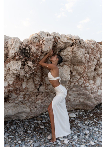 Юбка женская макси на лето лен CUBA молочная Handy Wear (298050964)