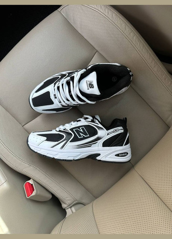 Черно-белые зимние кроссовки зимние мужские и женские new balance 530 winter black white fleece | нью беланс 530 черно-белые с флисом No Brand