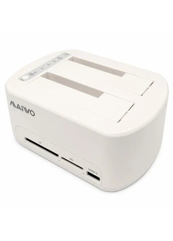 Док-станція клонувальник для двох SSD/HDD 2.5/3.5" SATA USB 3.0 + SD/CF (K3082CR 6439) Біла Maiwo (402534193)