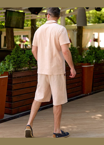 Бежевий літній чоловічий костюм з шортами Гермес