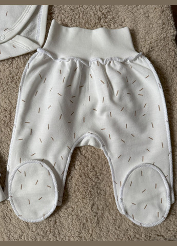 Молочний демісезонний набір боді, повзунята та шапочка для новонароджених футер Тімі Текс