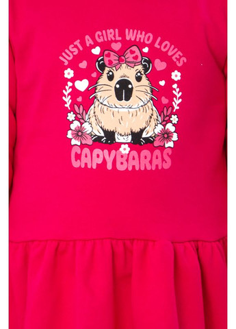 Малинова утеплена сукня вільного крою для дівчинки з малюнком (p-4172) Носи своє (363260986)