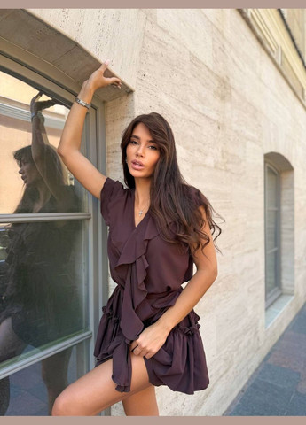 Коричневое повседневный платье DK/DL Мода без кордонів однотонное