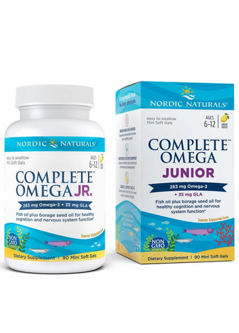 Жирные кислоты Complete Omega Junior, 90 капсул - лимон Nordic Naturals (293482371)