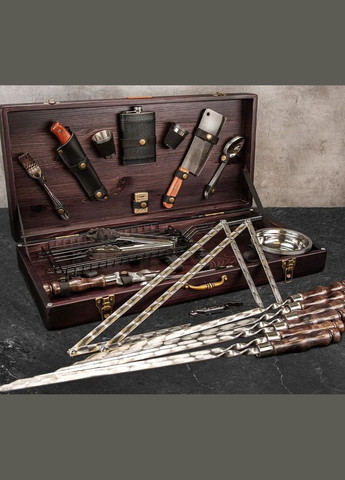 Шампури ручної роботи з нержавіючої сталі "Одін" 45 предметів | Подарунок на День Народження Handmade WC-009 (346085159)