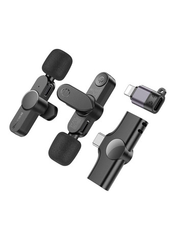 Микрофонпетличка BFK12 Trophy lavalier беспроводной цифровой микрофон(iP/Type-C) Black Borofone (316699560)
