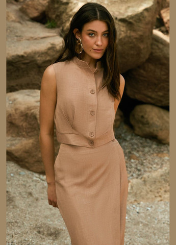 Женский комплект укороченный жилет с юбкой. Бежевый Seventeen (340108396)