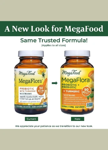 Пробіотики MegaFlora for Over 50, Probiotic with Turmeric,, 90 капсул MegaFood (292007307)