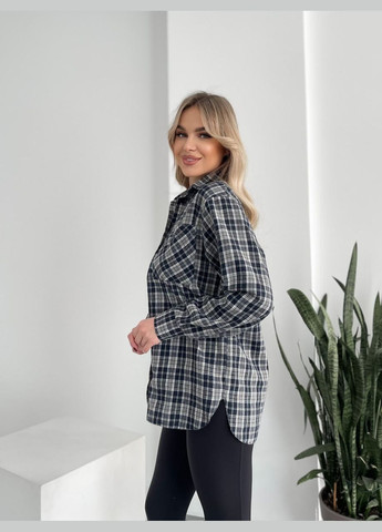 Черно-белая повседневный, кэжуал рубашка в клетку No Brand