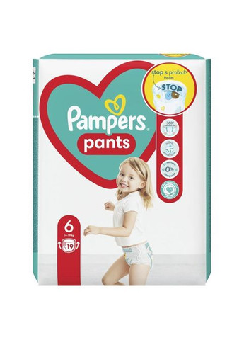 Подгузники трусики Pants Giant Размер 6 (14-19 кг) 19 шт (8006540067802) Pampers трусики Pants Giant Розмір 6 (14-19 кг) 19 шт (357435964)