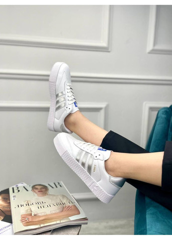 КРОСІВКИ ЖІНОЧІ ADIDAS SAMBA WHITE SILVER АДІДАС САМБА No Brand білі демісезони (368867849)