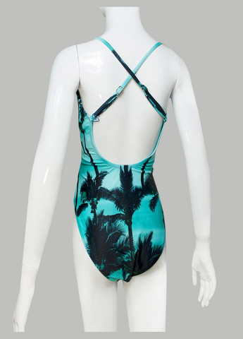 Бирюзовый летний цельный купальник для ребенка с летней окраской модель 0375 арт.2294 майо, слитный Rivage Line