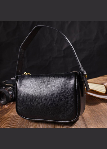 Сучасна сумка на плече крос-боді з натуральної шкіри 22127 Чорна Vintage (298569267)