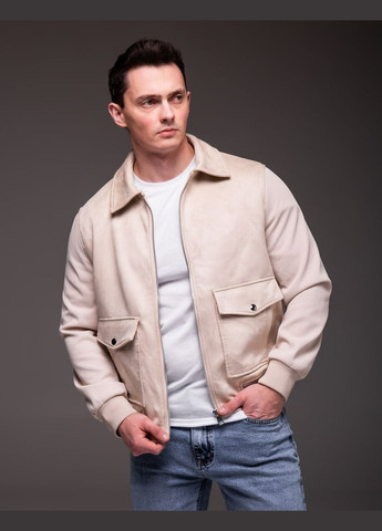 Молочна демісезонна замшева вкорочена куртка Vakko