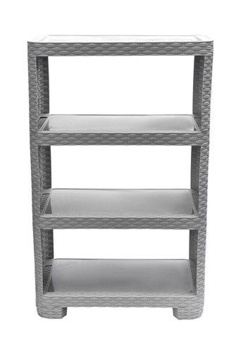 Етажерка пластикова "Ротанг" на 4 яруси сіра Полімер Гарант (351902605)