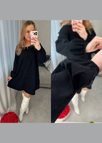 Черное платье свободного кроя No Brand