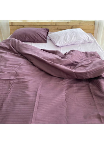 Постельное белье Лаванда+Фиолетовая страйп сатин PREMIUM Полуторный размер, наволочки 70/70 No Brand (364219656)