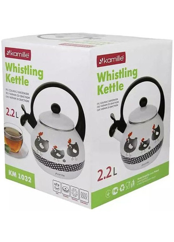 Чайник емальований "Курочки" 2.2л зі свистком Kamille (339779149)