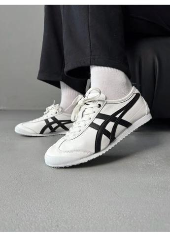 Черные демисезонные кроссовки мужские asics onitsuka tiger mexico white black асикс онитцука тайгер No Brand