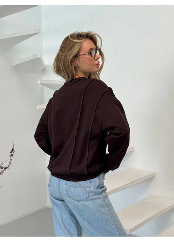 Темно-коричневый свитшот свободного кроя,тренитка петля турция,не кашлатится Україна (366280427)