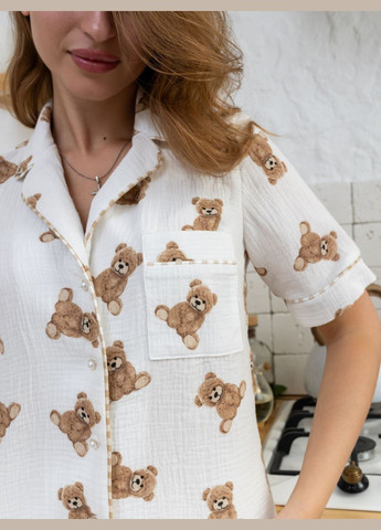 Белая всесезон пижама женская рубашка + брюки Geran