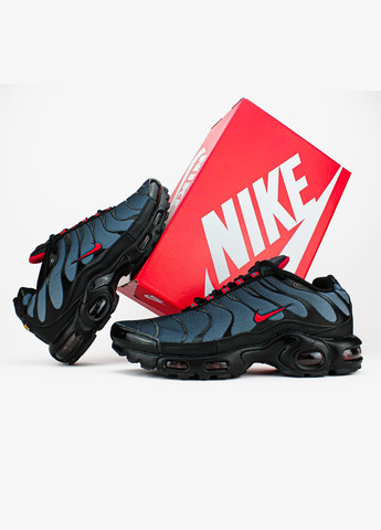 Чорні Осінні кросівки чоловічі nike air max plus black blue red | найк аір макс тн плюс чорні No Brand