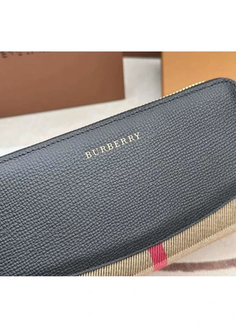 Женский кожаный кошелек на молнии Burberry (3341) black No Brand (383981998)
