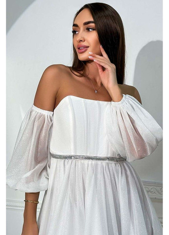 Молочна коктейльна сукня перламутровий шифон 24003 молочний Tanita-Romario