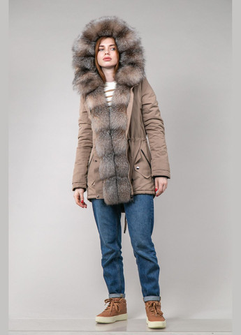 Парка зимняя темно-бежевая с мехом блюфроста Chicly Furs (289354690)