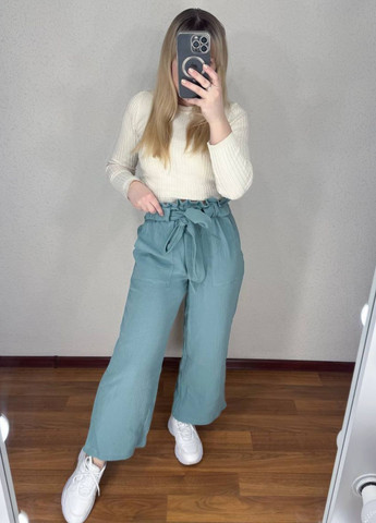 Легкі муслінові штани високої посадки з поясом та накладними кишенями Allthings (323197044)