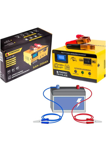 Інтелектуальний імпульсний зарядний пристрій 6 В/12 В Заряджання для АКБ, автомобільного акумулятора Powermat PM-PM-40B (345707515)