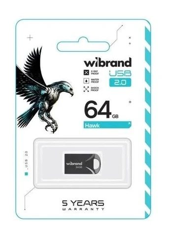 Флеш накопитель USB 64Gb Hawk, Black, USB 2.0 (WI2.0/HA64M1B) WI2.0/HA64M1B Wibrand (395351621)