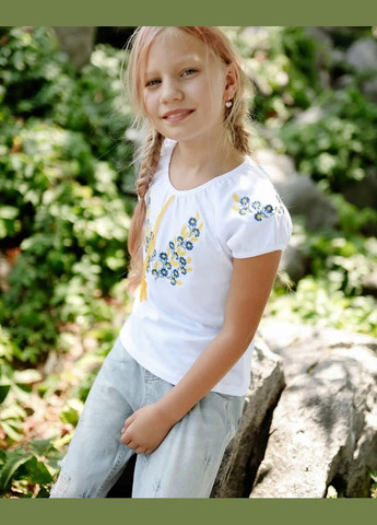 Біла вишиванка для дівчинки з коротким рукавом hc (h001-6111-038-22) (290112693)