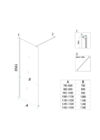Душевая стенка FLEXI 80 TRANSPARENT BRUSHED COPPER Rea (386206040)