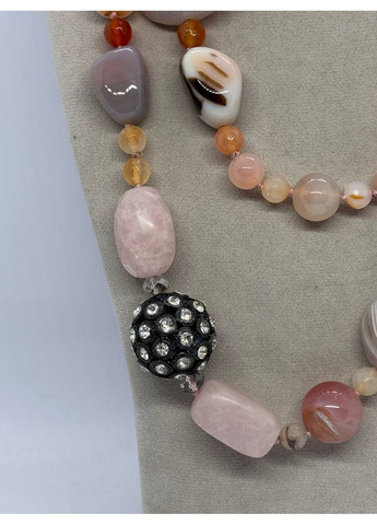 Намисто з агату та металевої кулі з стразами 100 см Комбінований No Brand (368561671)