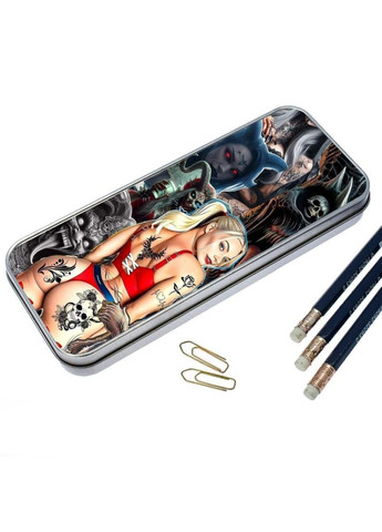Органайзер для канцелярских принадлежностей металлический, кейс для мелочей девушка джокера 7*18 см Silver No Brand (309159416)