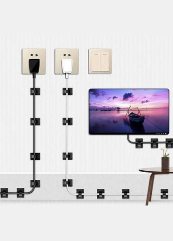 Органайзер кліпса фіксатор кабелю тримач для дроту самоклеючий 10 шт S CHOICE (349844886)