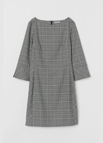 Сіра кежуал сукня H&M з візерунком "гусяча лапка"