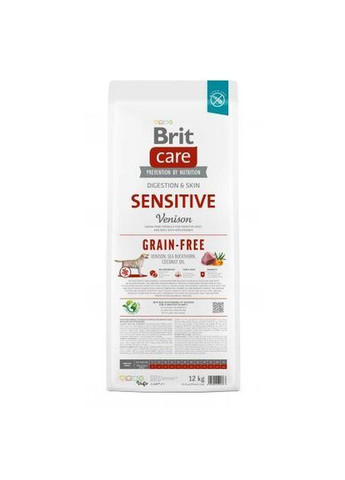 Сухий корм Dog Grain-free Sensitive для собак з чутливим травленням, беззерновий з олениною, 12 кг Brit Care (349823535)
