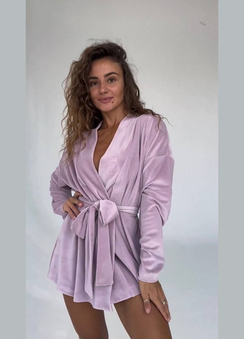 Пудровий велюровий халат, м'який та приємний до тіла – ідеальний вибір для затишку та комфорту будинку No Brand 083 (315710420)