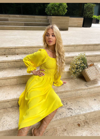 Жовтий жіноча сукня креп-жатка No Brand