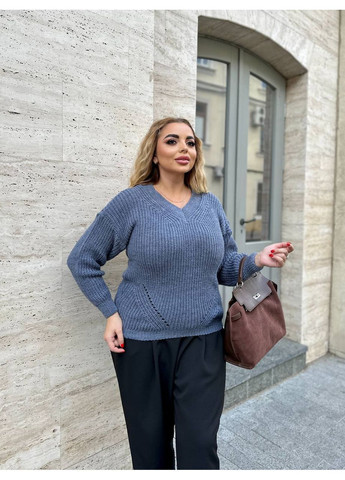 Синий демисезонный женский полушерстяной свитер джемпер No Brand