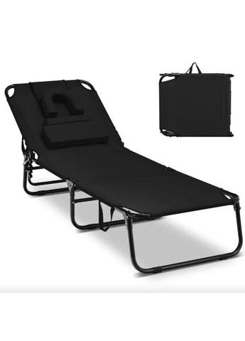 Шезлонг Hanna раскладной с отверстием для лица черный Costway (362027956)