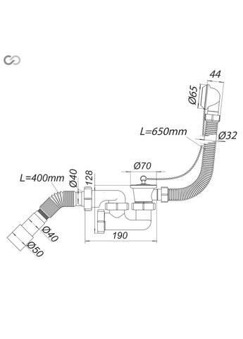 Сифон регулируемый для ванны Р0110, пластиковый, с переливом SoloPlast (340286079)