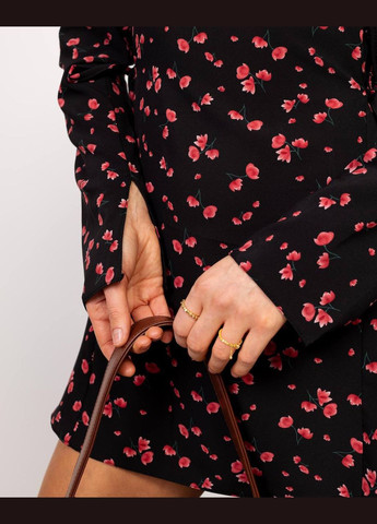 Червона коктейльна, пляжна, повсякденний, кежуал, вечірня жіноча сукня силуетна No Brand з квітковим принтом