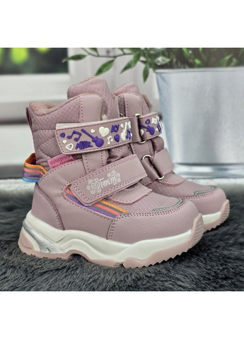 Розовые повседневные зимние ботинки детские для девочки зимние на овчине Tom.M