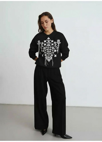 Черный свитшот с вышивкой «перлина» mkrm4289 Rica Mare (365807195)